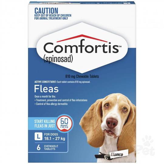 Comfortis Chewable Flea Treatment for Large Dogs 18.1kg - 27kg (Blue / 3 chewables)
